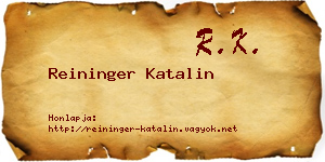 Reininger Katalin névjegykártya
